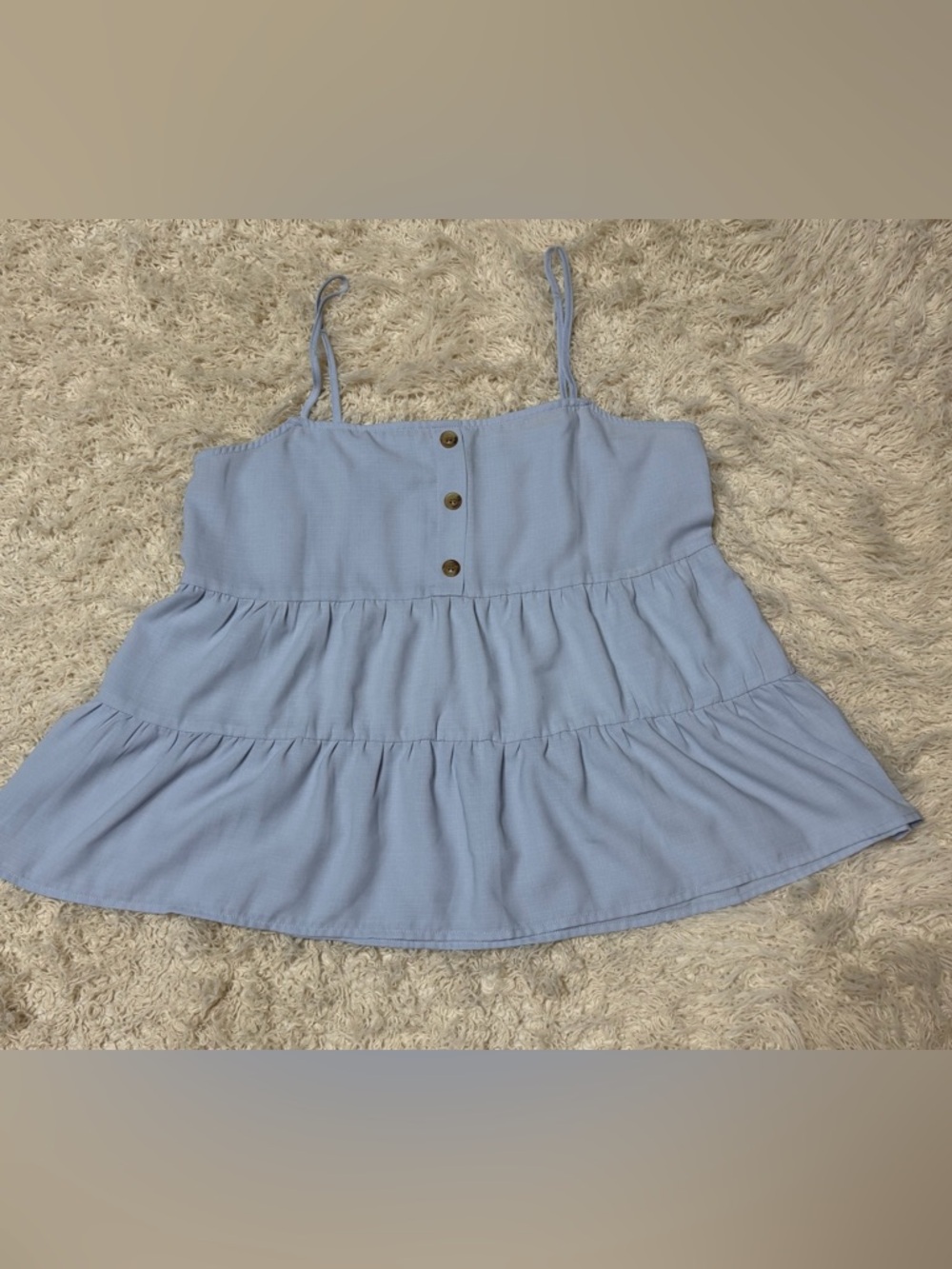 Paper Crane Light Blue Tiered Cami with Button Front size medium